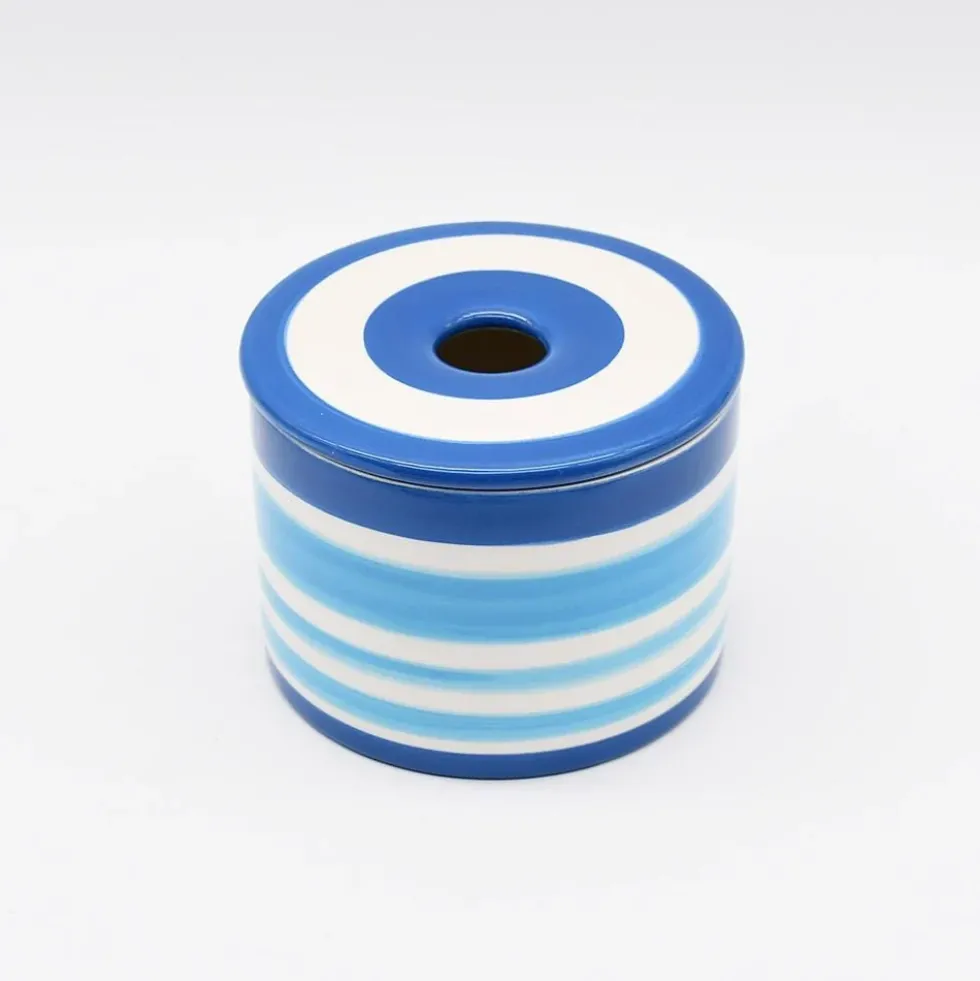 Boite à coton en céramique - Bleue