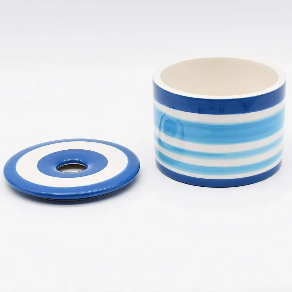 Boite à coton en céramique - Bleue