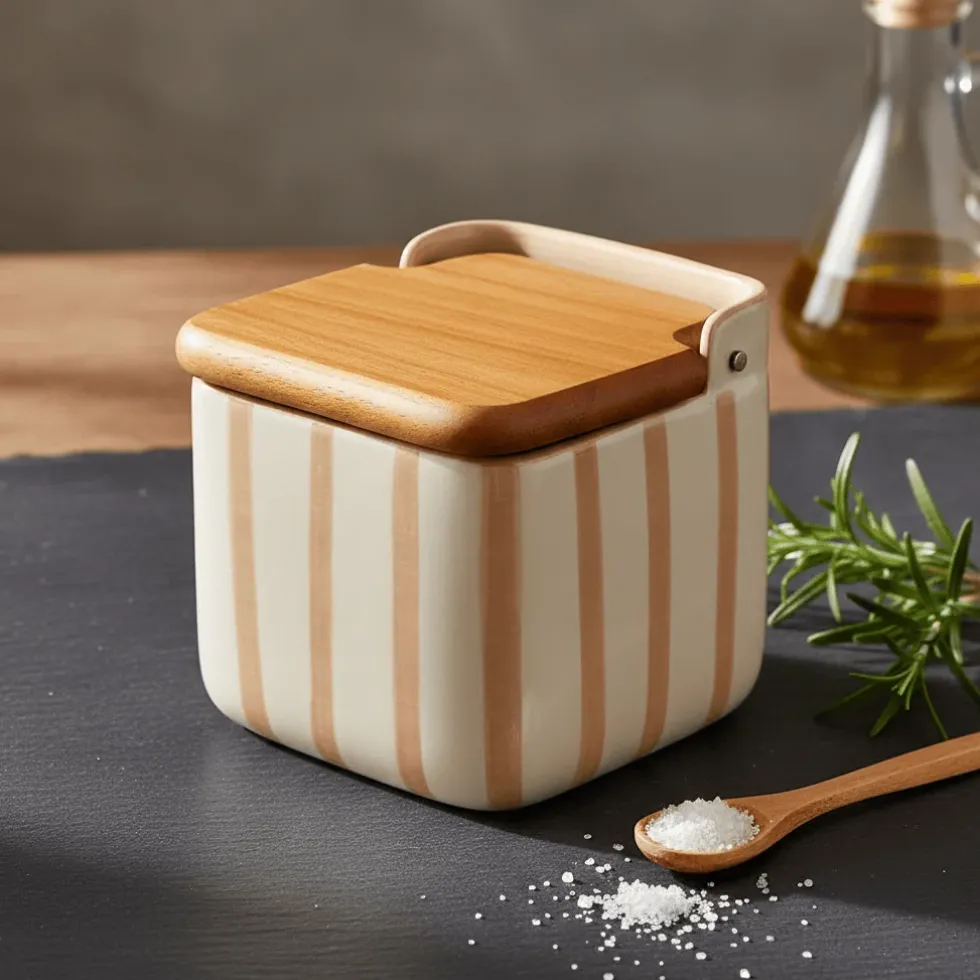 Boite de cuisine rayée "Costa Nova Mar" - Moka