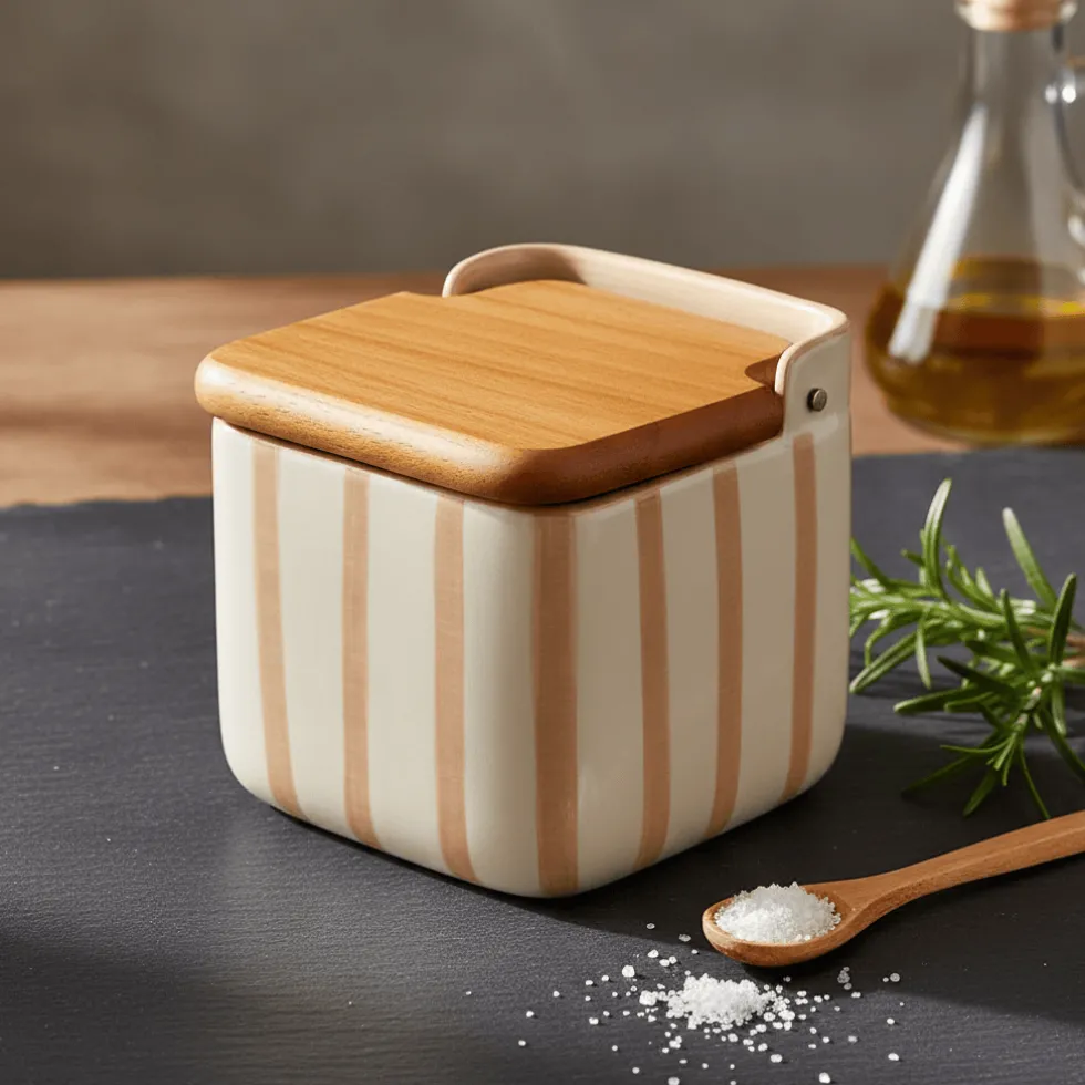 Boite de cuisine rayée "Costa Nova Mar" - Moka