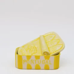 Boite à sardines en céramique rayée - Jaune