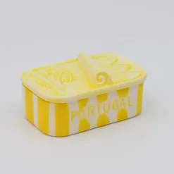 Boite à sardines en céramique rayée - Jaune