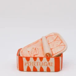 Boite à sardines en céramique rayée - Orange