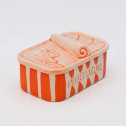 Boite à sardines en céramique rayée - Orange
