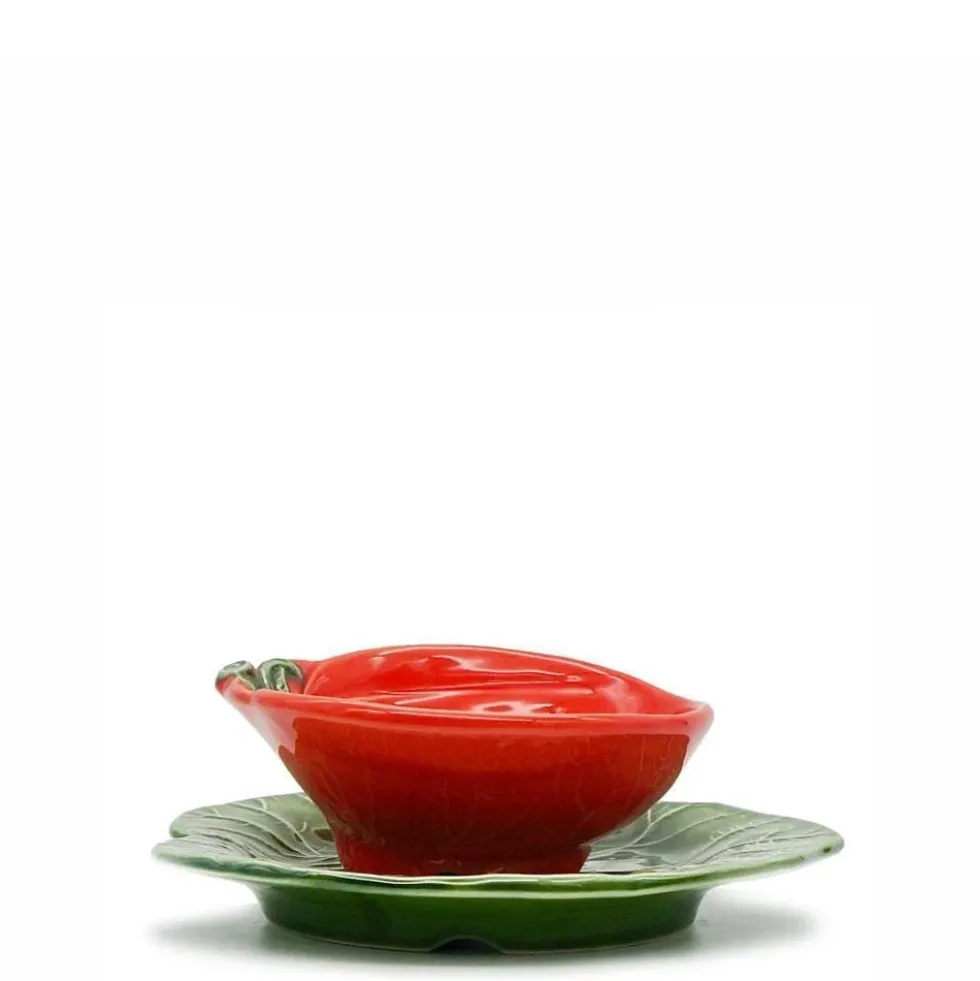 Bol & assiette en céramique en forme de tomate