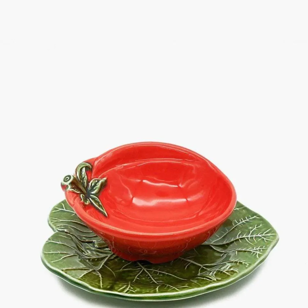 Bol & assiette en céramique en forme de tomate