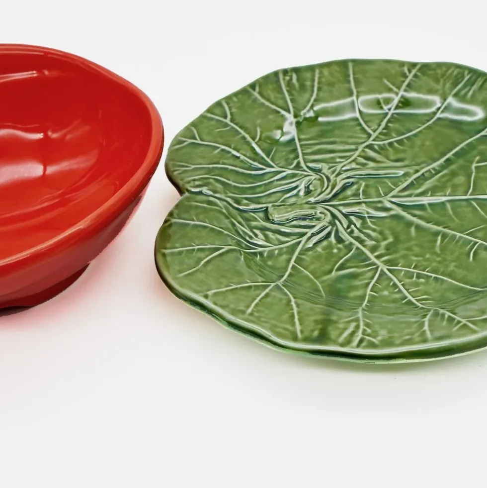 Bol & assiette en céramique en forme de tomate