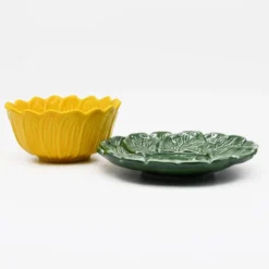Bol & assiette en céramique en forme de Tournesol