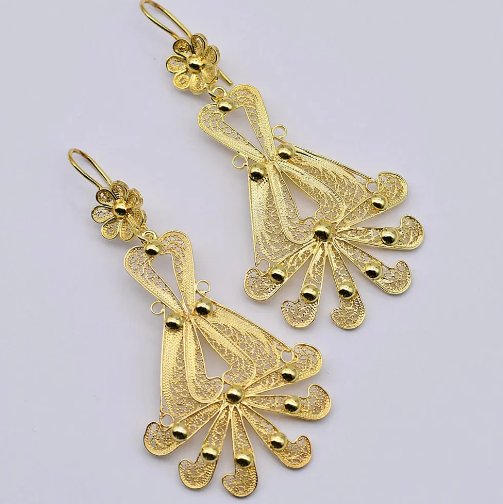 Boucles d'oreille en filigrane d'argent doré - 6.5cm