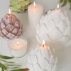 Bougie décorative "Alcachofra" Blanche - 19cm