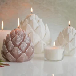 Bougie décorative "Alcachofra" Blanche - 19cm
