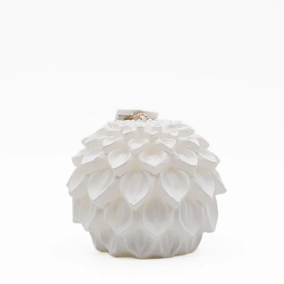 Bougie décorative "Dália" Blanche - 15cm