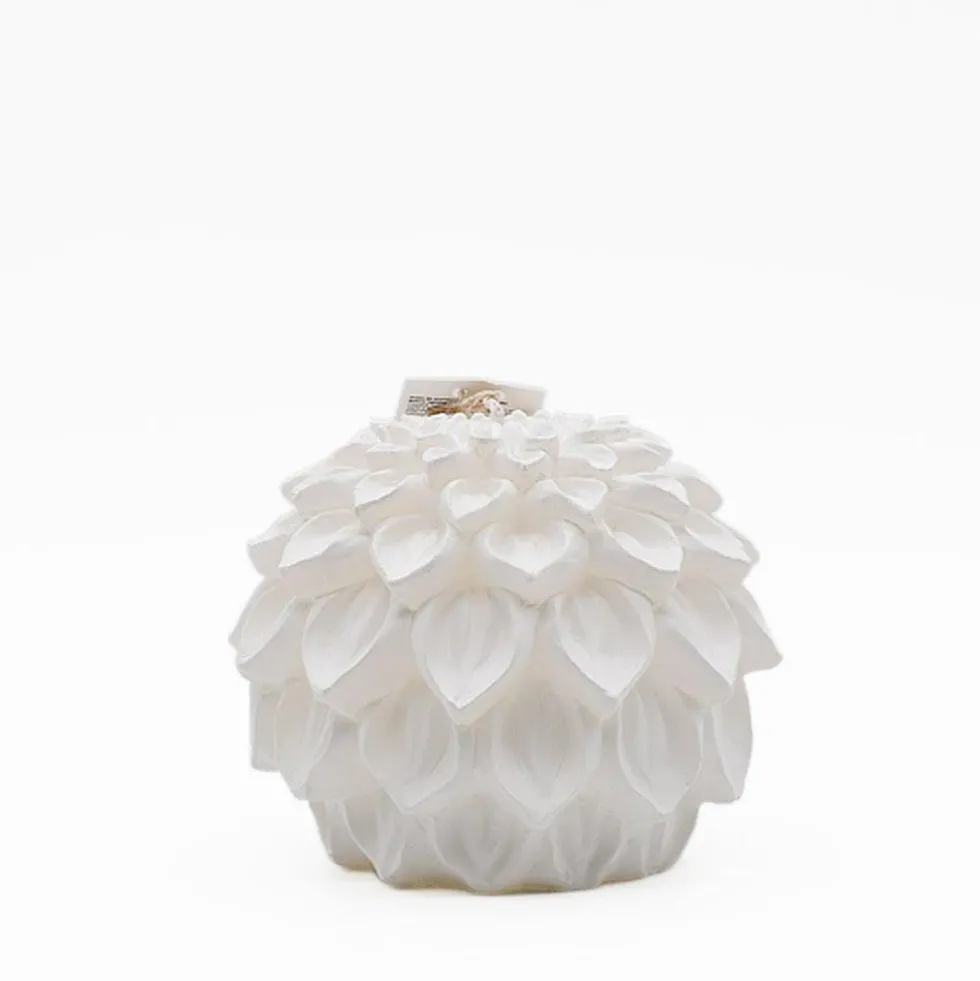 Bougie décorative "Dália" Blanche - 15cm