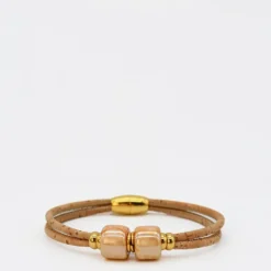 Bracelet en liège et perles miel