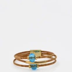 Bracelet en liège et perles - Turquoise