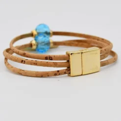 Bracelet en liège et perles - Turquoise