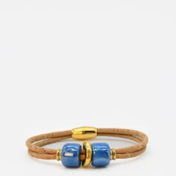 Bracelet en liège et perles - Turquoise