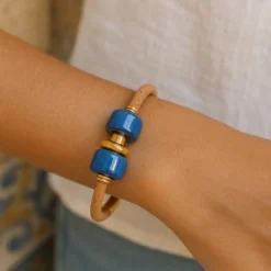 Bracelet en liège et perles - Turquoise