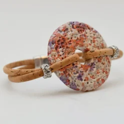 Bracelet en liège à médaillon - Rose