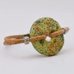 Bracelet en liège à médaillon - Vert