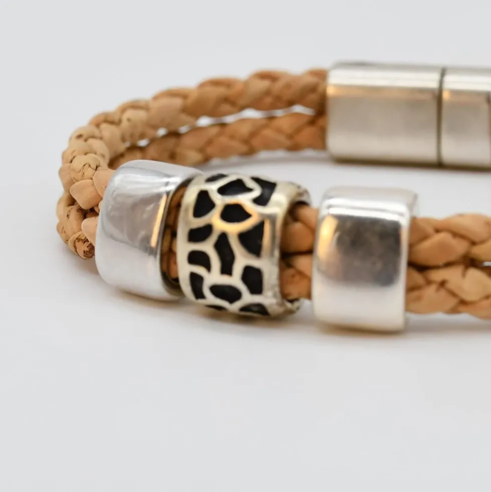Bracelet en liège tressé unisexe - Naturel