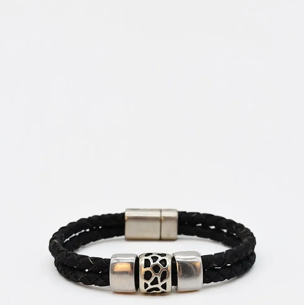 Bracelet en liège tressé unisexe - Noir