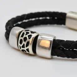 Bracelet en liège tressé unisexe - Noir