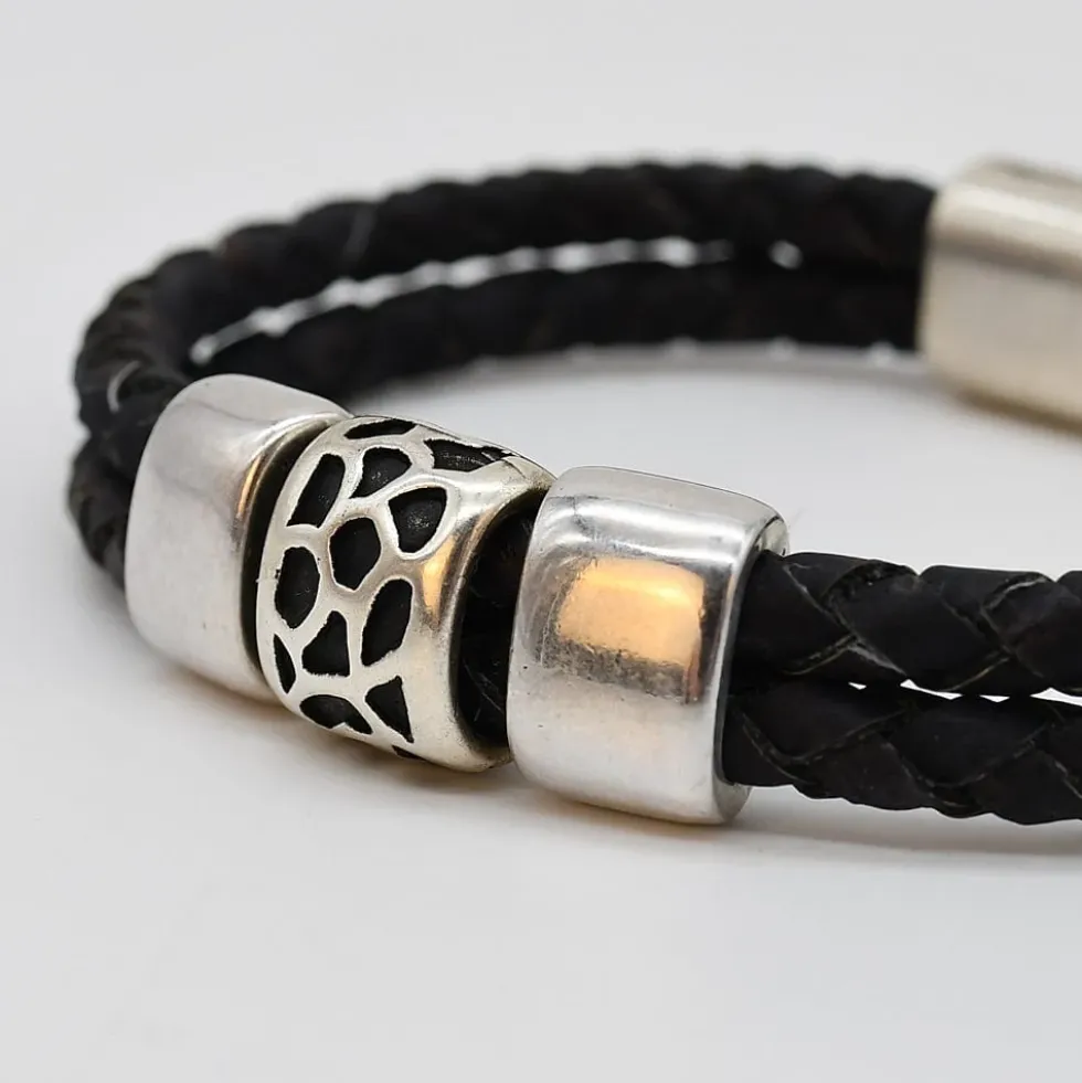 Bracelet en liège tressé unisexe - Noir