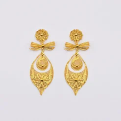 Brincos À Princesa I Boucles d'oreille en argent doré - 9cm