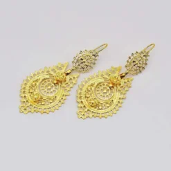 Brincos À Rainha I Boucles d'oreille en argent doré - 6.5cm