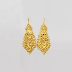 Brincos À Rainha I Boucles d'oreille en argent doré - 5.5cm