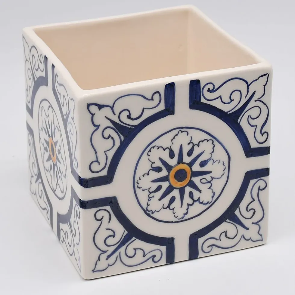 Cache pot en céramique "Azulejos" - 14cm
