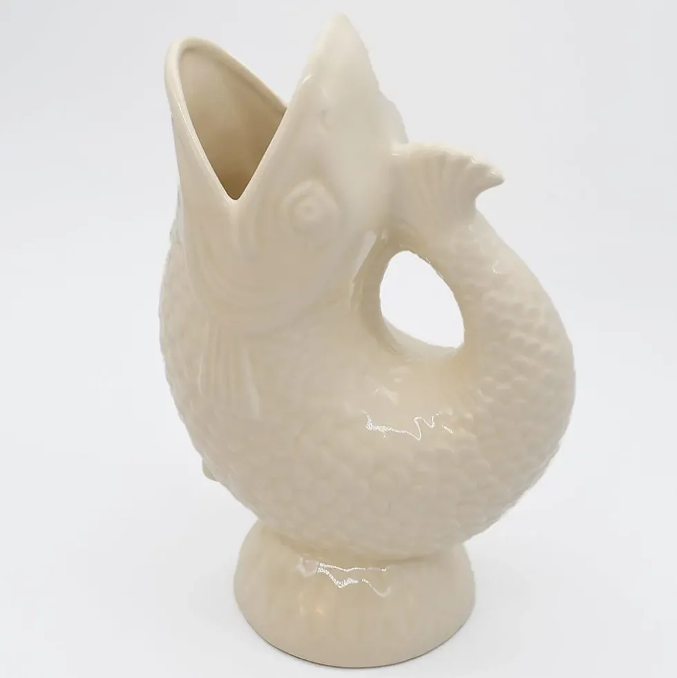 Carafe en céramique en forme de Poisson - Blanc cassé