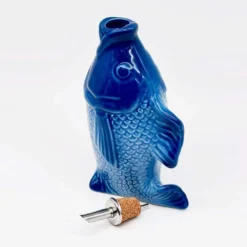 Carafe à huile en céramique en forme de Poisson - Bleue