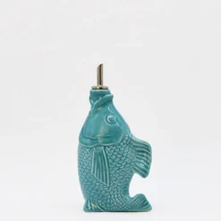 Carafe à huile en céramique en forme de Poisson - Turquoise