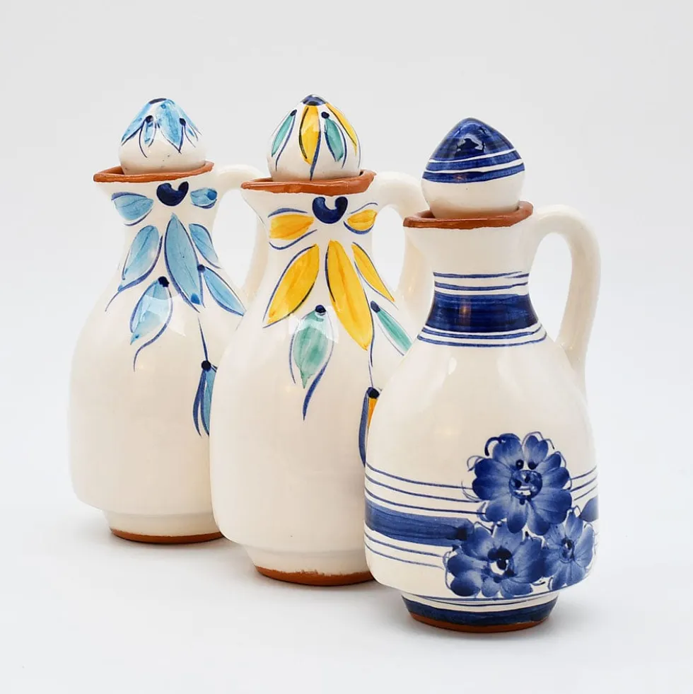 Carafe à huile en terre cuite - Bleue