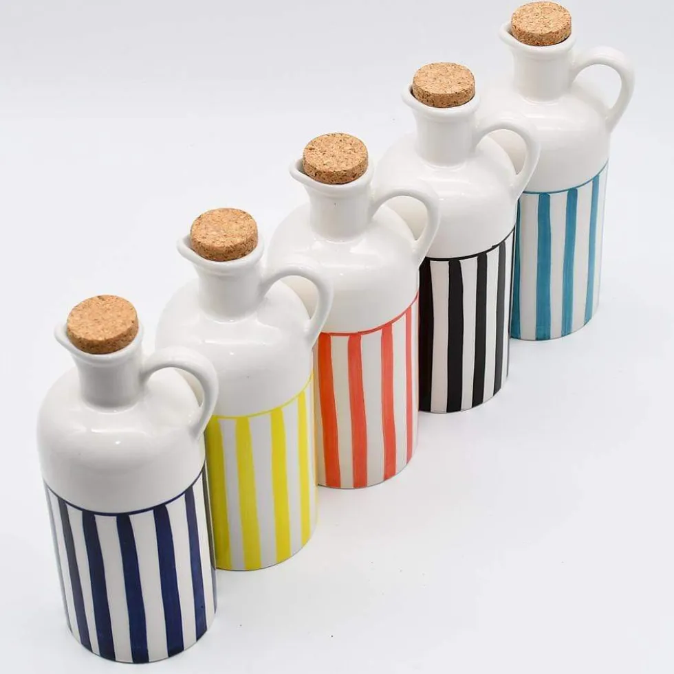 Carafe à huile rayée "Costa Nova Mar" 18cm - Turquoise