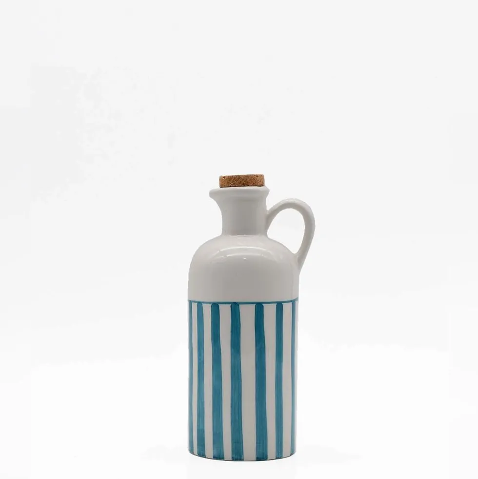 Carafe à huile rayée "Costa Nova Mar" 18cm - Turquoise