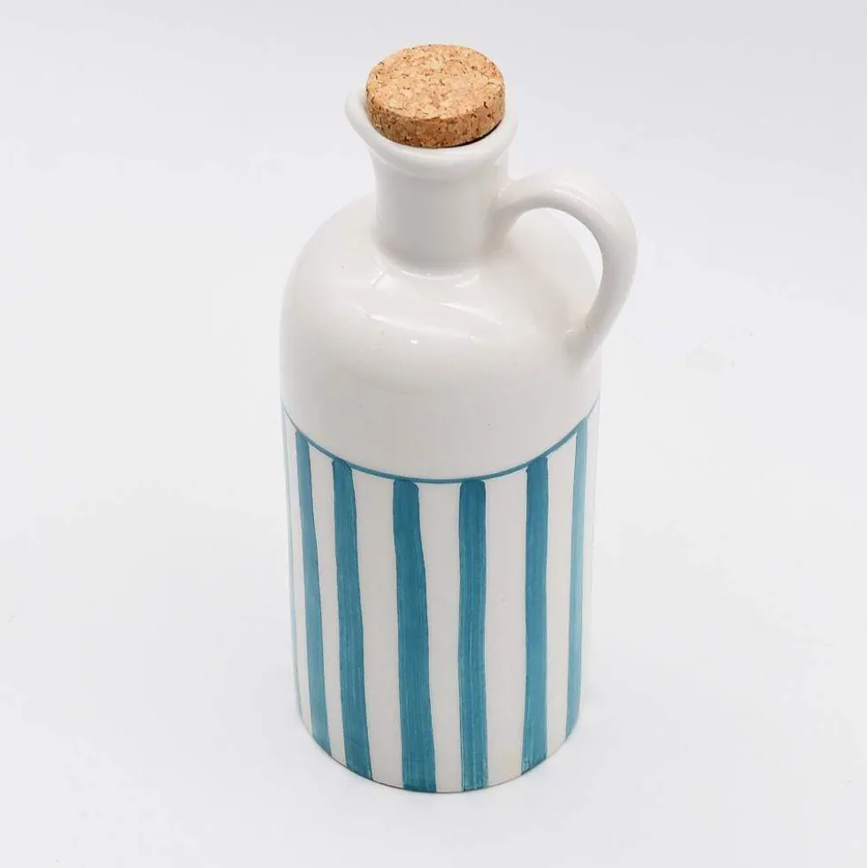 Carafe à huile rayée "Costa Nova Mar" 18cm - Turquoise