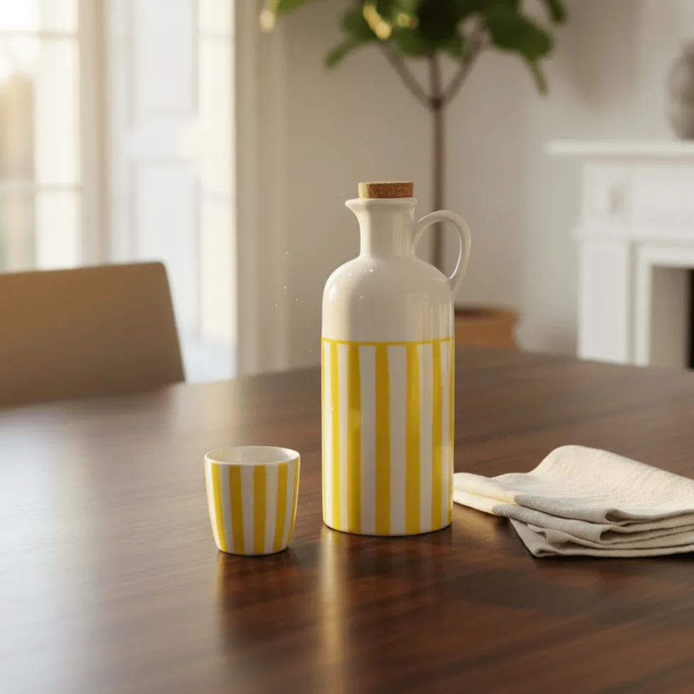 Carafe à huile rayée "Costa Nova Mar" 18cm - Jaune