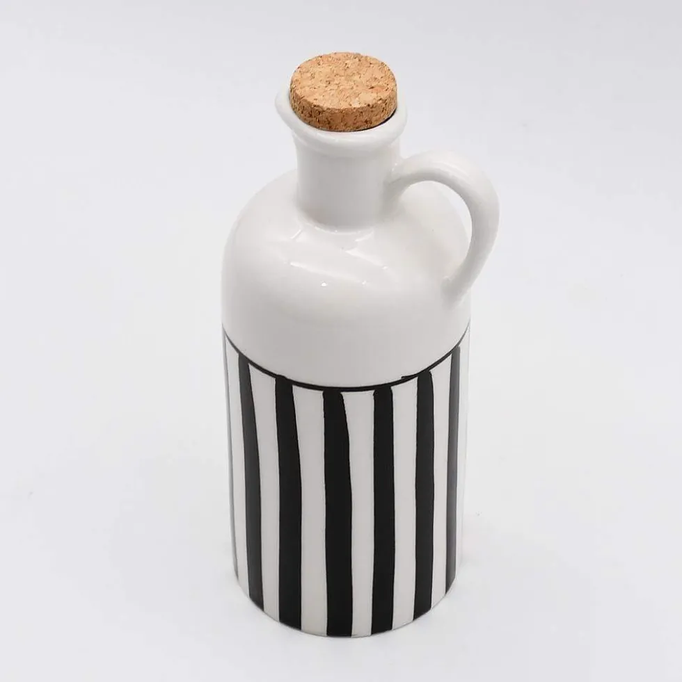 Carafe à huile rayée "Costa Nova Mar" 18cm - Noir