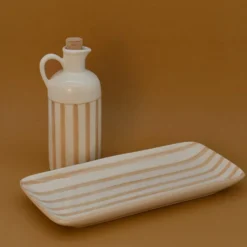 Carafe à huile rayée "Costa Nova Mar" 18cm - Moka