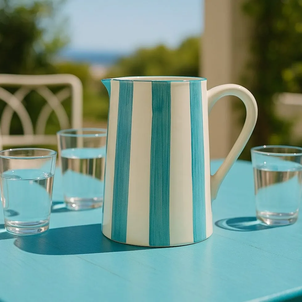 Carafe rayée "Costa Nova Mar" - Turquoise