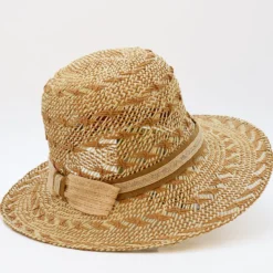 Chapeau de plage en fibres végétales - Beige & Blanc