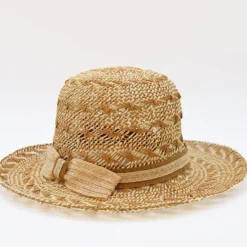 Chapeau de plage en fibres végétales - Beige & Blanc