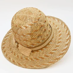 Chapeau de plage en fibres végétales - Beige & Blanc