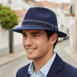 Chapeau en feutre Fedora - Bleu