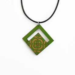 Collier coton et bois "Azulejo" - Vert