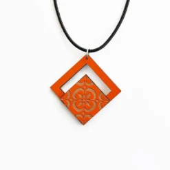 Collier coton et bois "Azulejo" - Orange