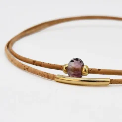 Collier en liège et perle - Rose